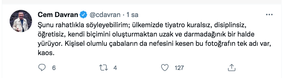 cem davran turkiye deki tiyatro sistemini elestirdi